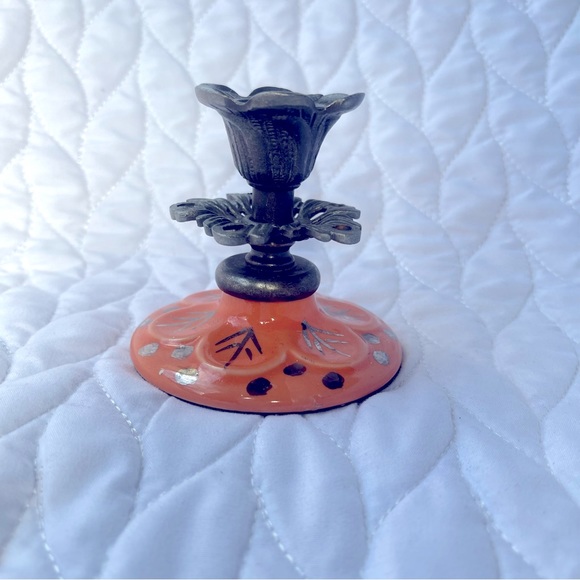 Vintage Brass & Ceramic Candlestick Holder Anthropologie Made India 3” - Picture 1 of 6